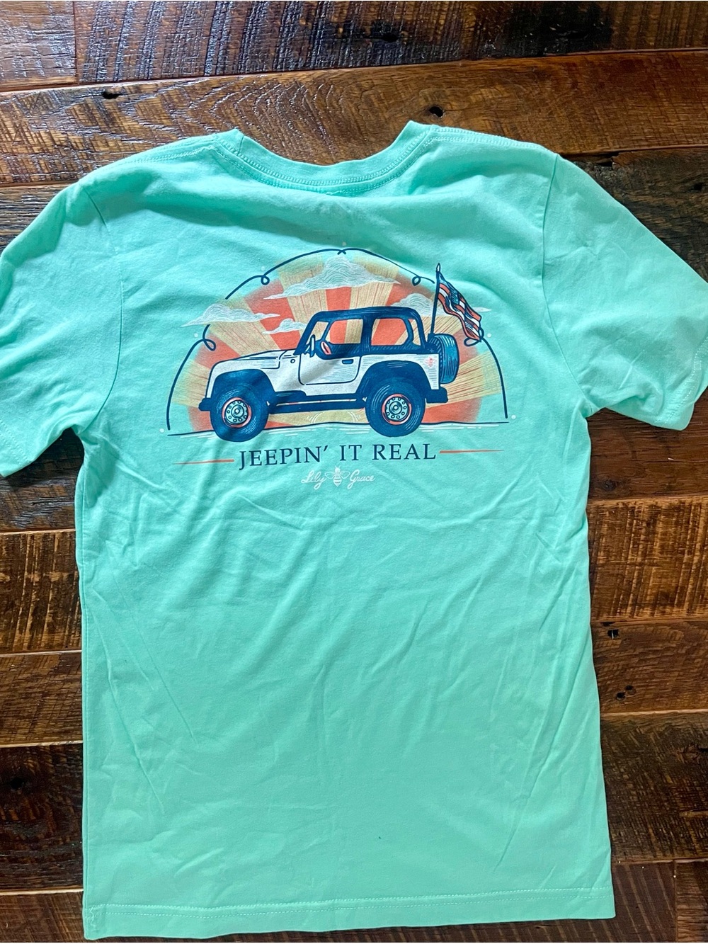 Lily Grace - Jeep shirt - Mint Green Crewneck Tee